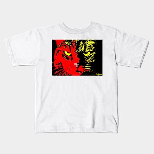 ANGRY CAT POP ART -  RED YELLOW BLACK Kids T-Shirt